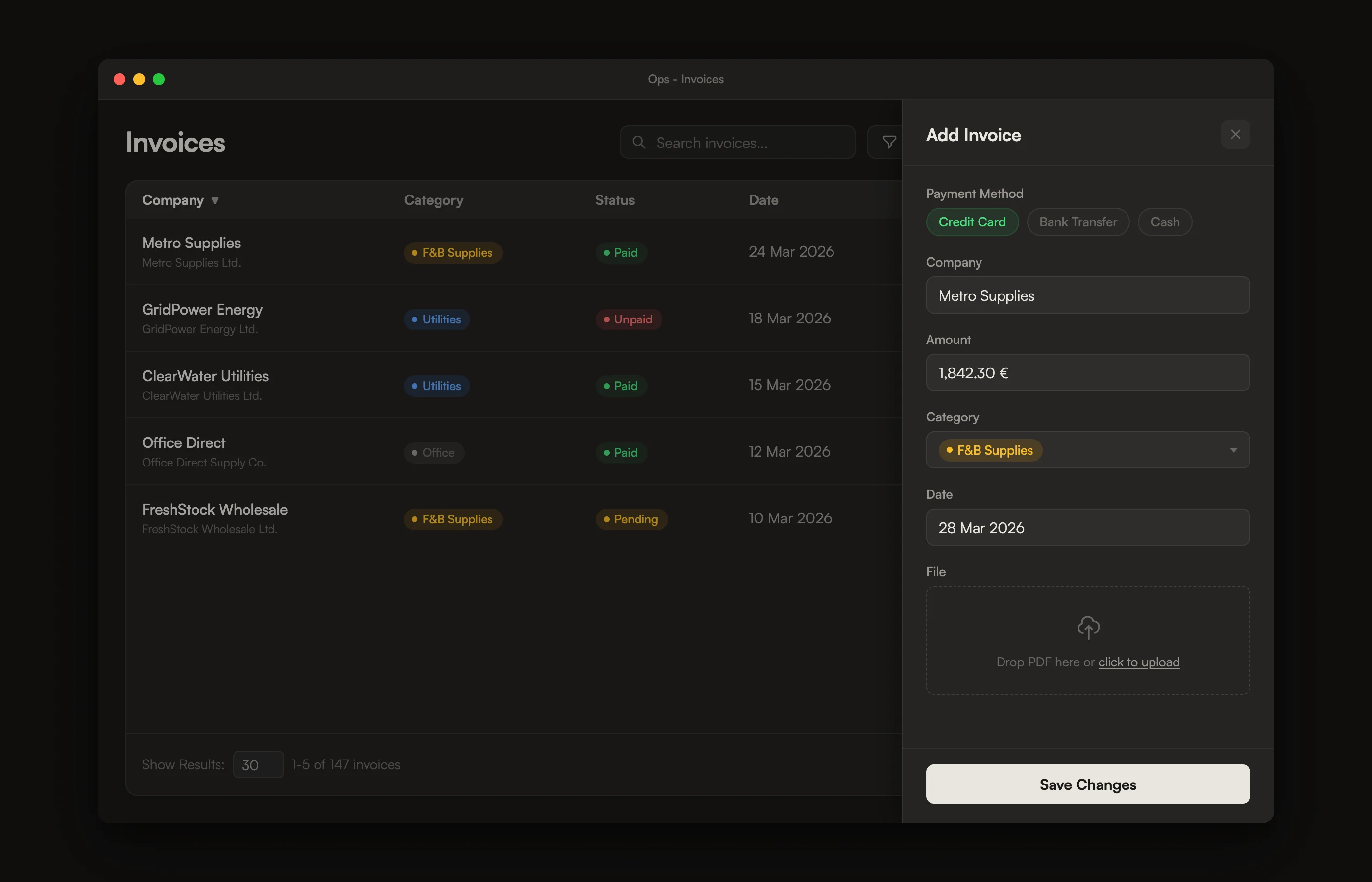 Invoice upload workflow